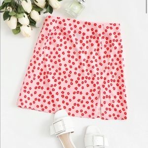 Red and pink flower skirt